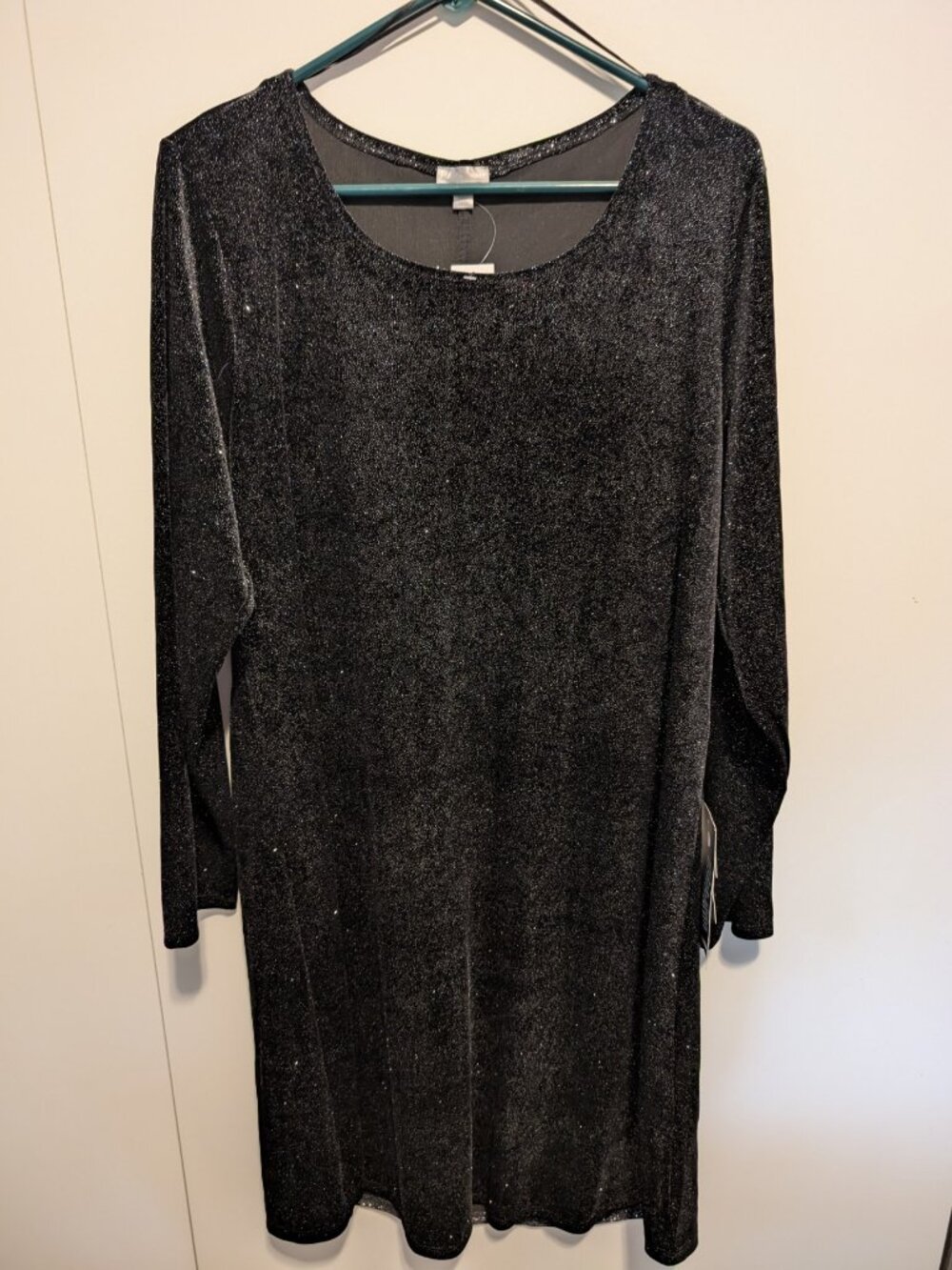 Avenue long-sleeve black glitter shift dress - 18/20 - NWT